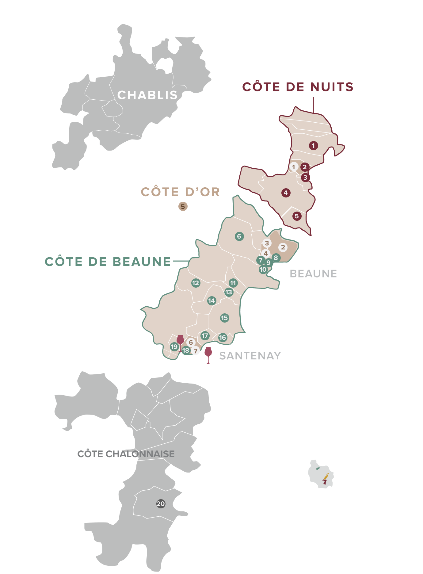 Burgundy wine regions map